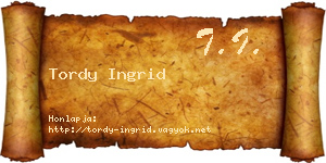 Tordy Ingrid névjegykártya